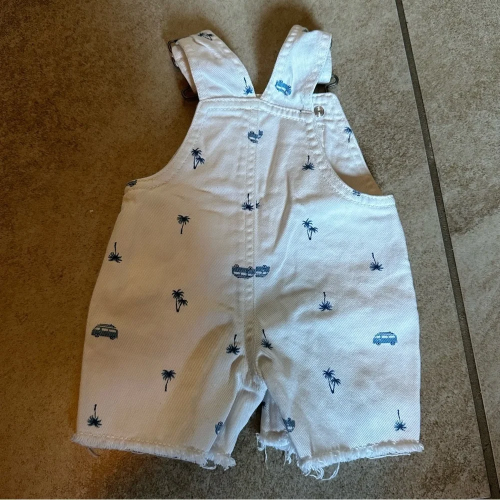 Newborns summer white cutoff beach bum overalls